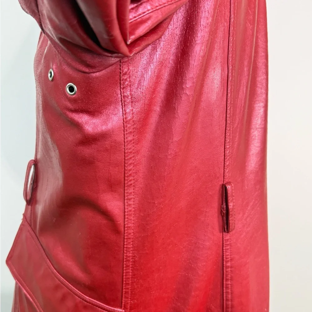 Burberry Red Hooded Trench Coat - Picture 7 of 16